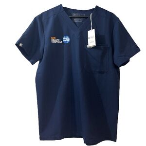 FIGS NEW Leon Two Pocket Top Navy Small *FLAWED Nurse Hospital Health Medical